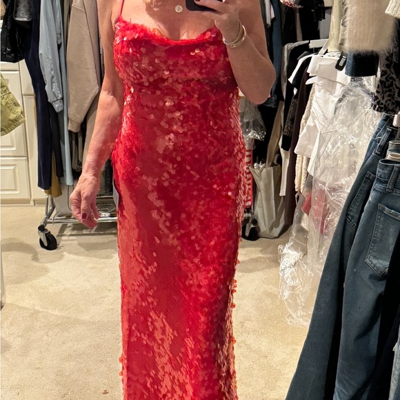 Bardot Karina Sequin Maxi Dress in Fire Red - Picture 2 of 11